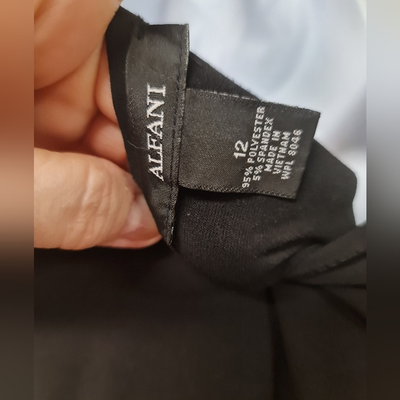 Alfani Dress High Low Black Stretch Long Cascade Ruffle Sleeve Size 12 - Picture 5 of 5